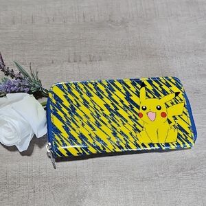 Nintendo Pokemon Pikachu Blue and Yellow Geometric Sparkle Long Wallet